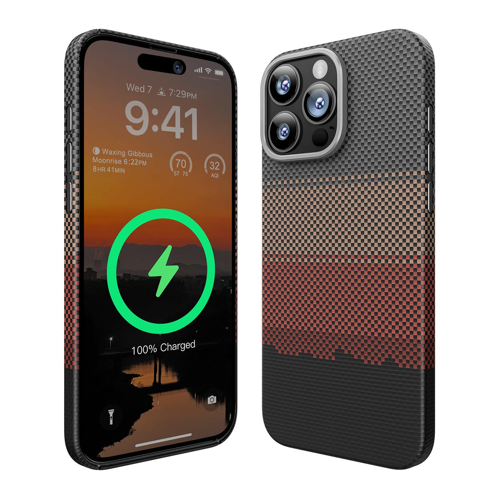 Magnetic Case for iPhone 16 Pro Carbon Fiber, Compatible with Mag-Safe Sturdy Durable Cover for iPhone 16 Pro Aramid Fiber Case with Military Grade Drop Protection Black