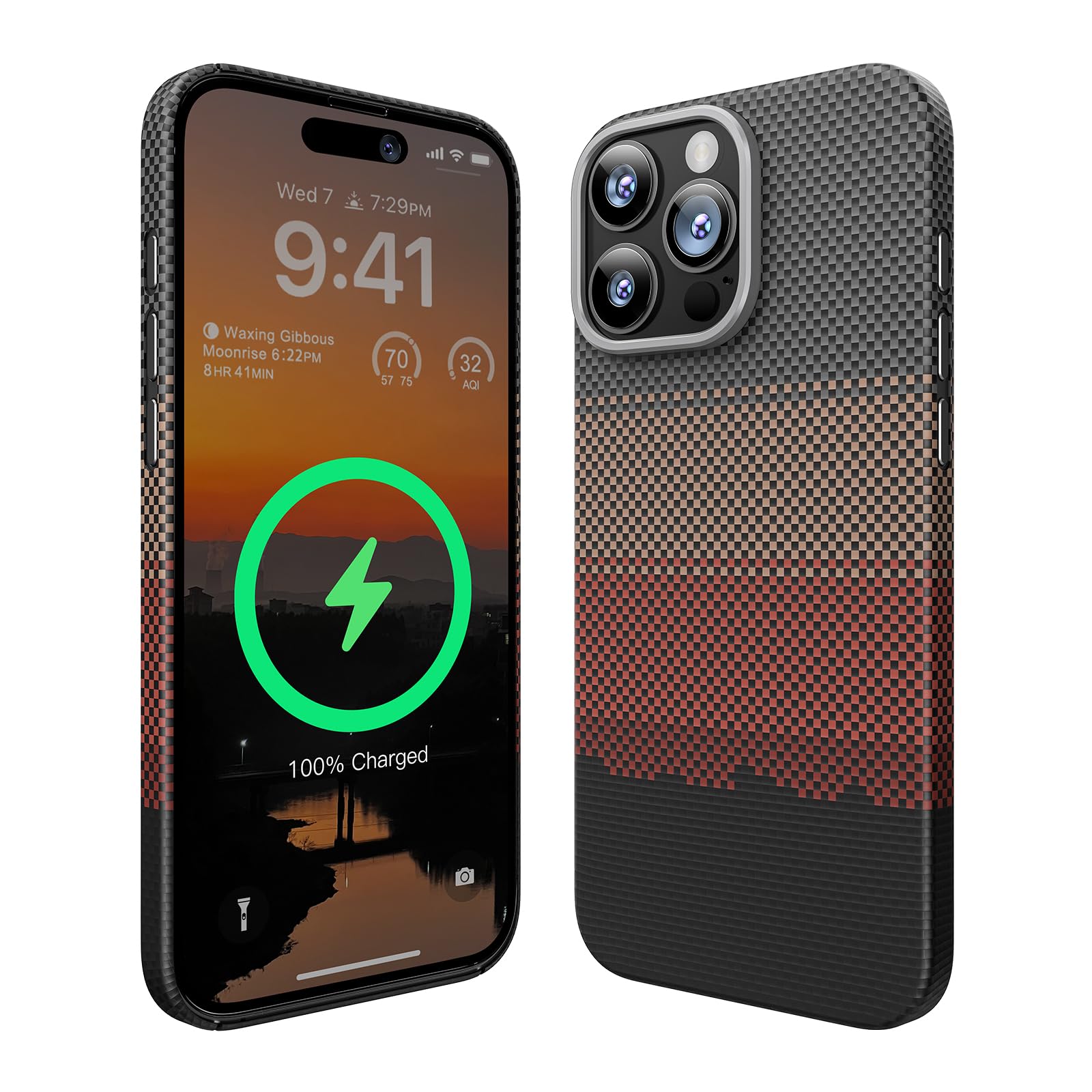 Magnetic Case for iPhone 16 Pro Carbon Fiber, Compatible with Mag-Safe Sturdy Durable Cover for iPhone 16 Pro Aramid Fiber Case with Military Grade Drop Protection Black